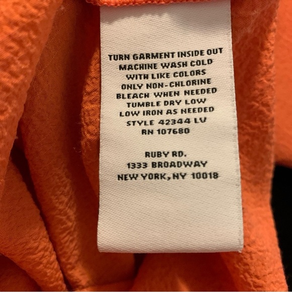 Ruby Rd Flowy  Orange Tie Front  PM Top - Picture 5 of 6